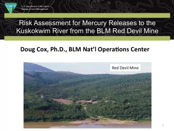 Red Devil Mine Risk Assessment for Mercury Releases to the Kuskokwim River from the BLM Red Devil