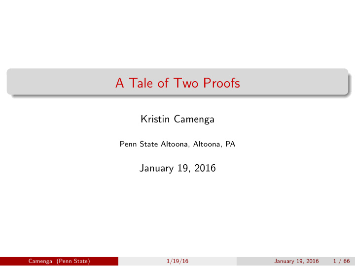 a tale of two proofs