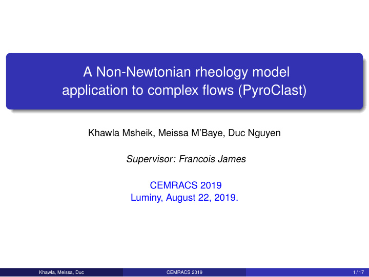 a non newtonian rheology model application to complex