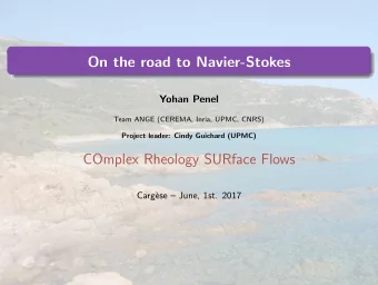On the road to Navier-Stokes  Yohan Penel  Team ANGE (CEREMA, Inria, UPMC, CNRS)  Project leader: