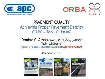 OAPC  Top 10 Lis  ist #7  Doubra C.  C. Ambaio  iowei, i, Ph.D  .D., P.E  .Eng., MCSCE  Tech