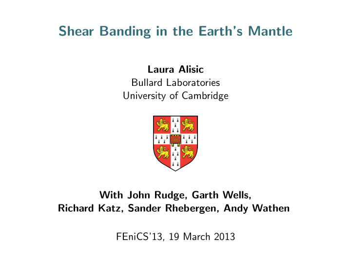 shear banding in the earth s mantle
