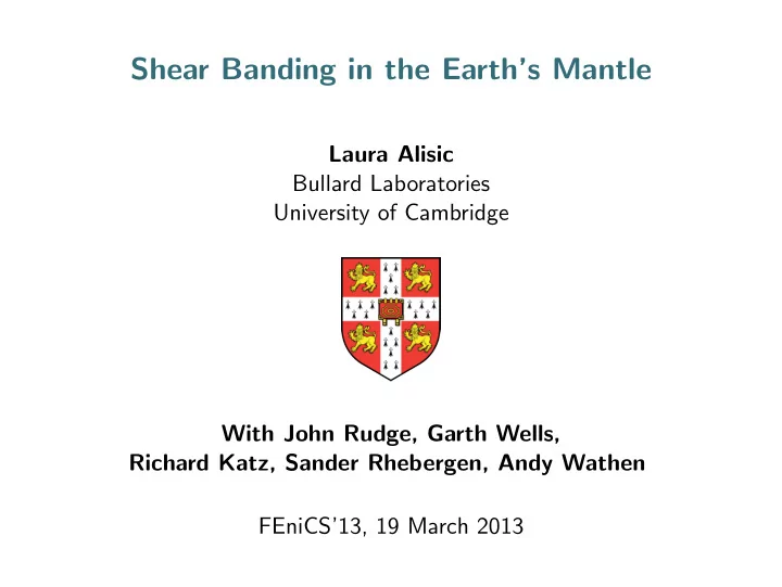 shear banding in the earth s mantle