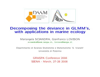 Decomposing the deviance in GLMMs,  with applications in marine ecology  Mariangela SCIANDRA,