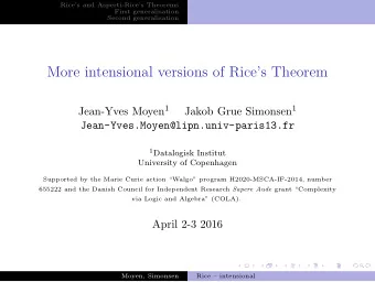 More intensional versions of Rices Theorem Jean-Yves Moyen 1 Jakob Grue Simonsen 1