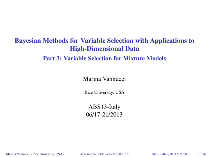 bayesian methods for variable selection with applications