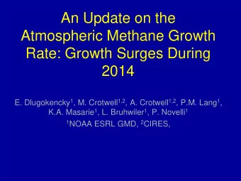An Update on the  Atmospheric Methane Growth  Rate: Growth Surges During  2014 E. Dlugokencky 1 ,