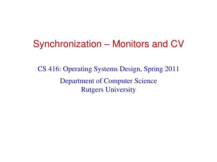 synchronization monitors and cv
