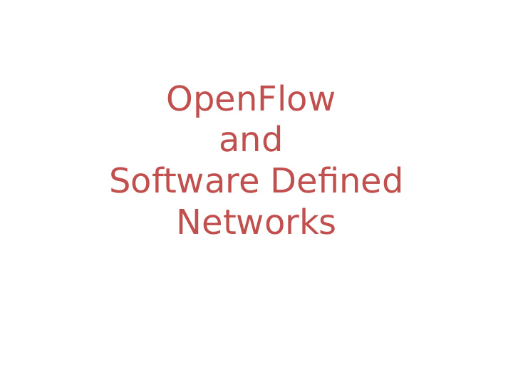 openflow and software defjned networks outline