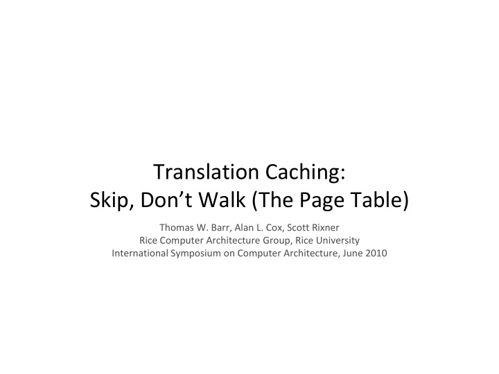 translation caching