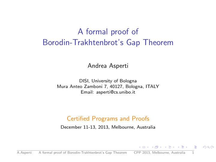 a formal proof of borodin trakhtenbrot s gap theorem