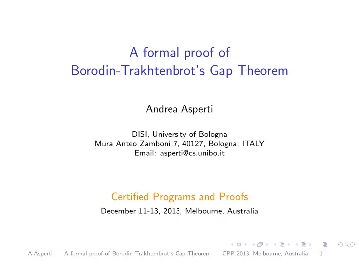 a formal proof of borodin trakhtenbrot s gap theorem