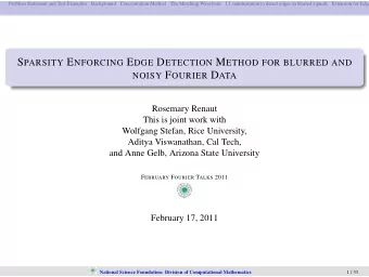 Outline  Problem Statement and Test Examples  1  Background  2  Jump detection using the