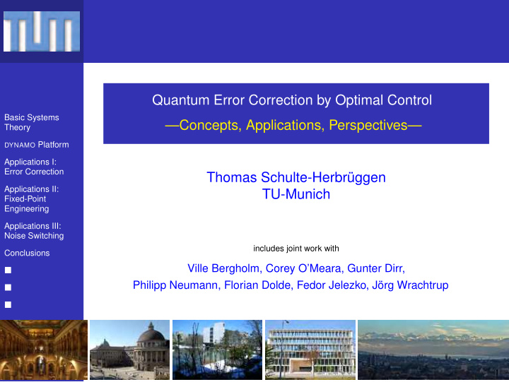 quantum error correction by optimal control