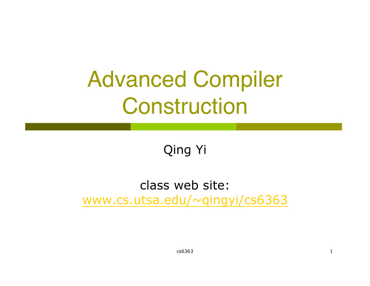 advanced compiler construction
