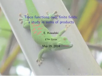 Trace functions over finite fields:  a study in sums of products  E. Kowalski  ETH Z  urich  May