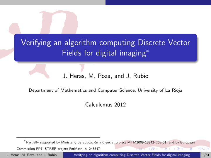 verifying an algorithm computing discrete vector