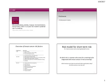 Risk model for short-term risk  for interval cancers and screening detected tumors  Relative risk