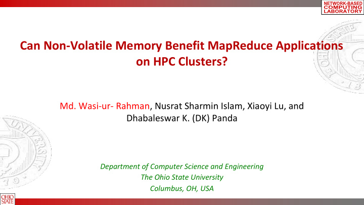 can non volatile memory benefit mapreduce applications on