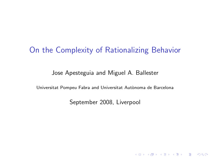 on the complexity of rationalizing behavior