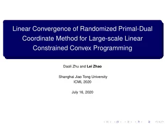 Linear Convergence of Randomized Primal-Dual  Coordinate Method for Large-scale Linear  Constrained