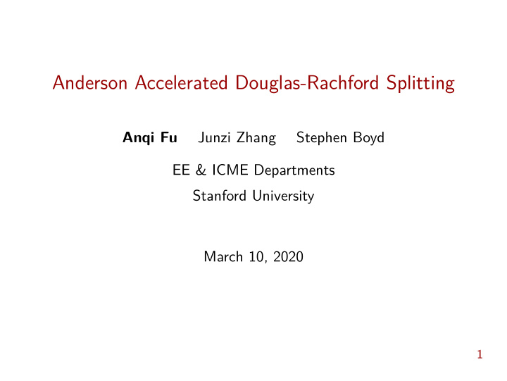 anderson accelerated douglas rachford splitting