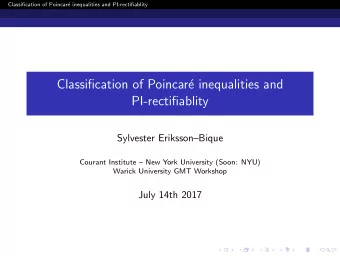 Classification of Poincar  e inequalities and  PI-rectifiablity  Sylvester ErikssonBique