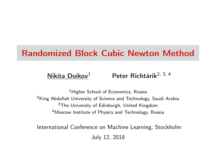 randomized block cubic newton method