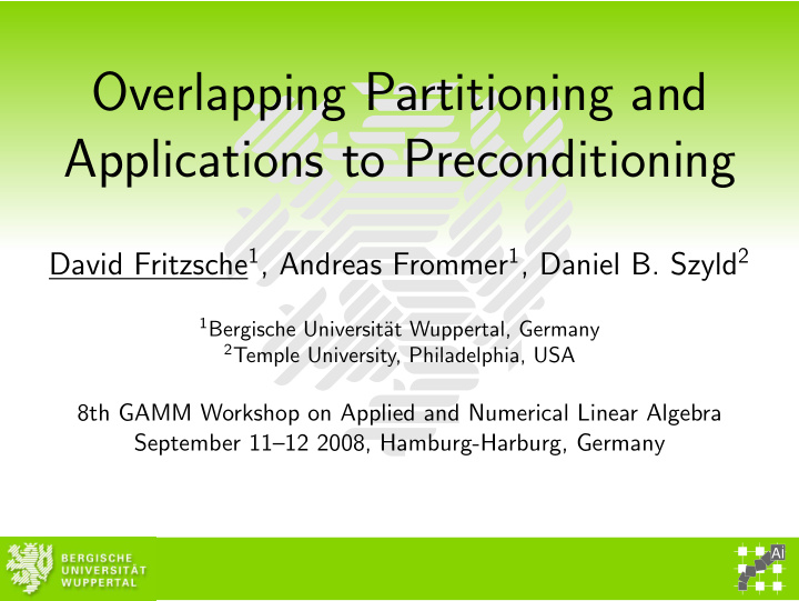 overlapping partitioning and applications to
