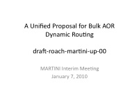 a unified proposal for bulk aor dynamic rou ng dra roach