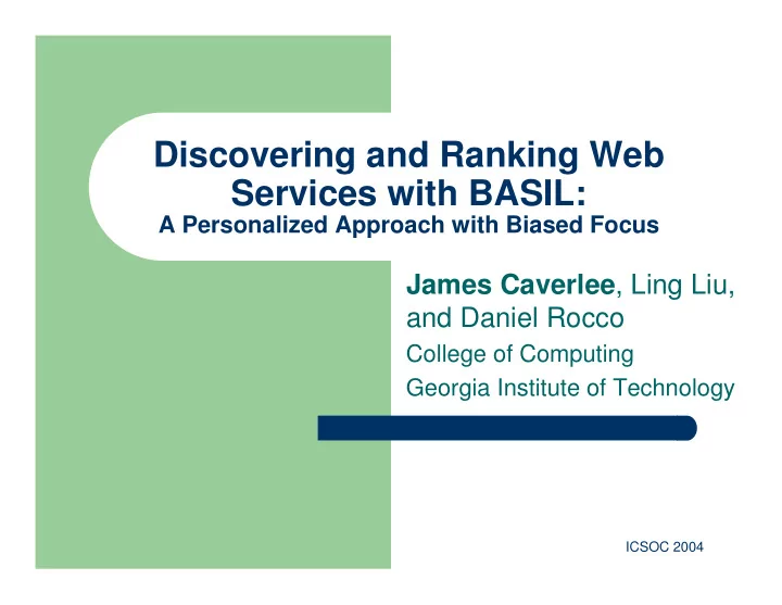 discovering and ranking web services with basil