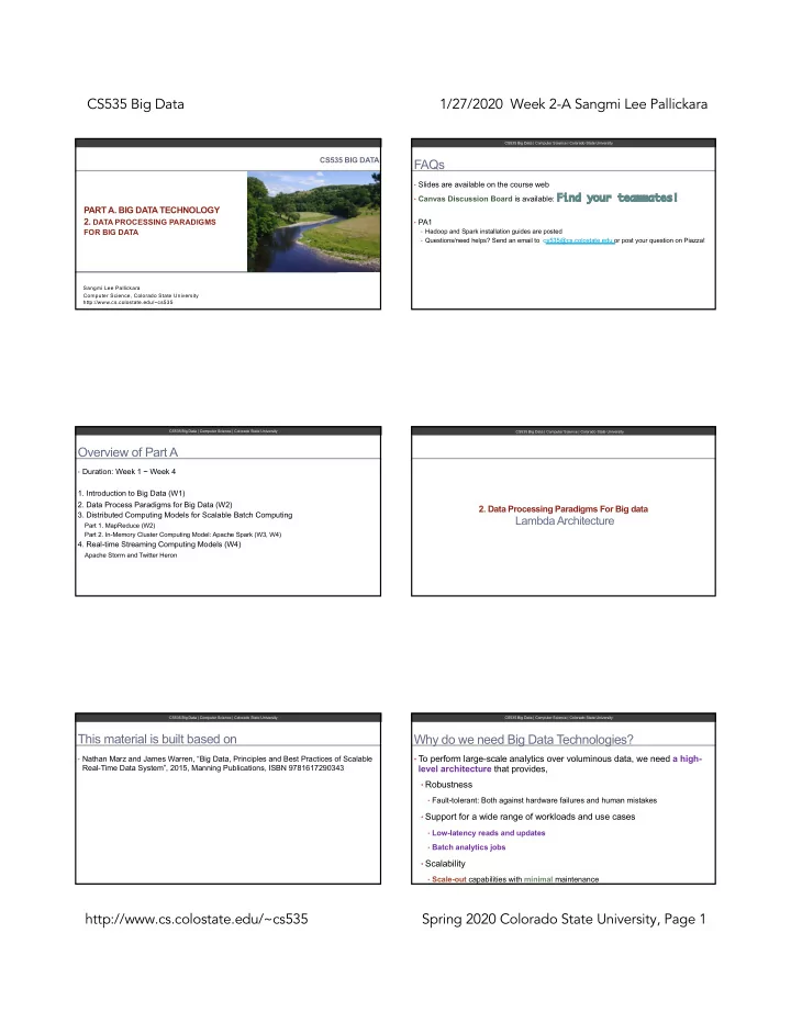 cs535 big data 1 27 2020 week 2 a sangmi lee pallickara