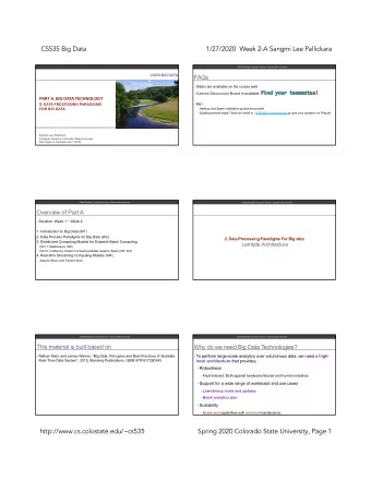 CS535 Big Data  1/27/2020  Week 2-A Sangmi Lee Pallickara  CS535 Big Data | Computer Science |