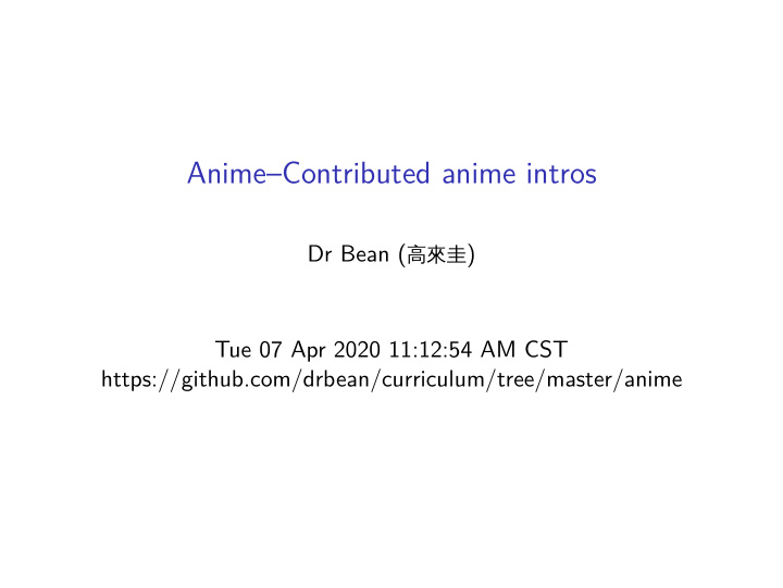 anime contributed anime intros