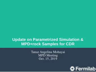 Update on Parametrized Simulation &amp;  MPD+rock Samples for CDR  Tanaz Angelina Mohayai  MPD