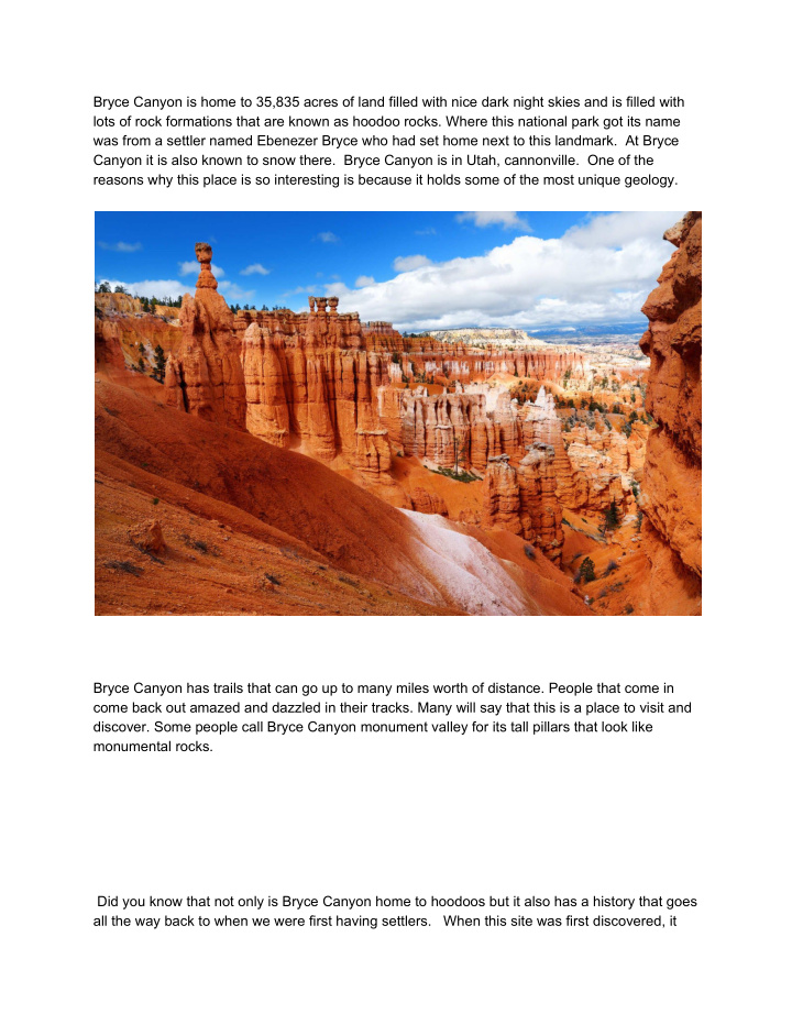 bryce canyon is home to 35 835 acres of land filled with