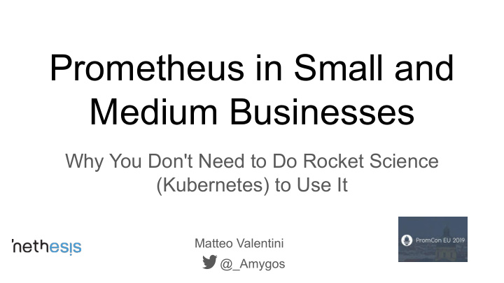 prometheus in small and medium businesses
