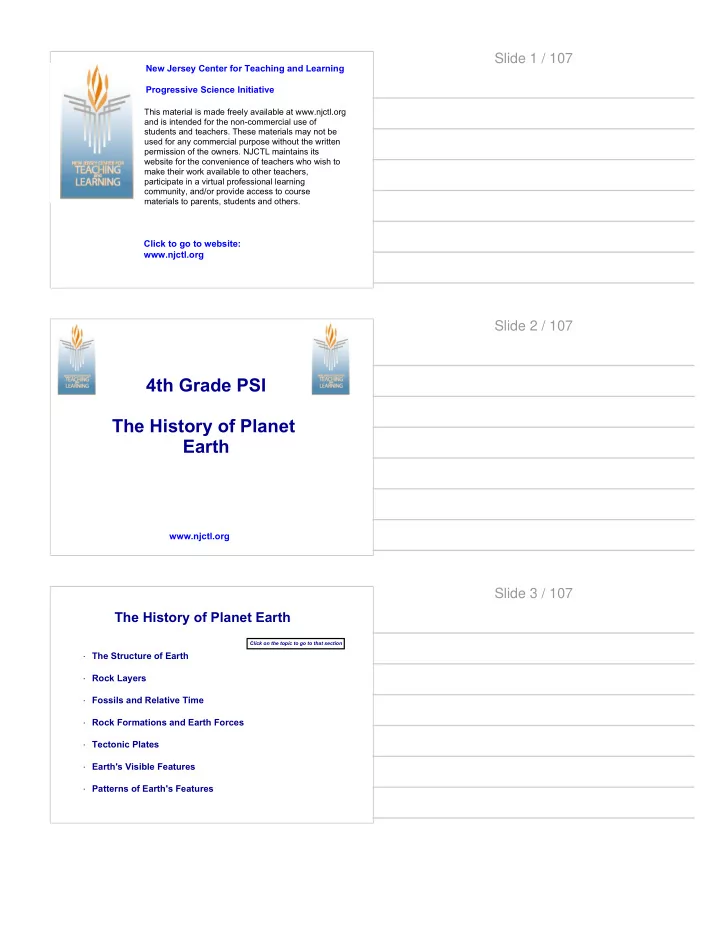 4th grade psi the history of planet earth