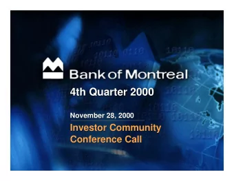 4th Quarter 2000  4th Quarter 2000  November 28, 2000  November 28, 2000  Investor Community