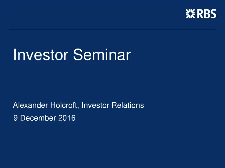 investor seminar