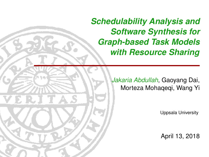 schedulability analysis and software synthesis for graph