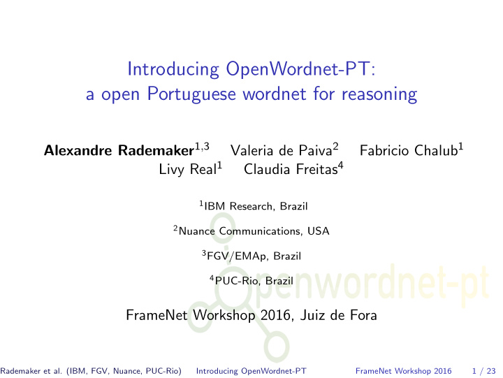 introducing openwordnet pt a open portuguese wordnet for
