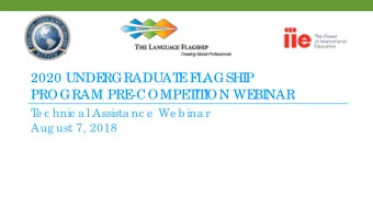 2020 UNDE  RGRADUAT  E  F  L  AGSHI  P  PROGRAM PRE  -COMPE  T  I  T  I  ON WE  BI  NAR  T  e c