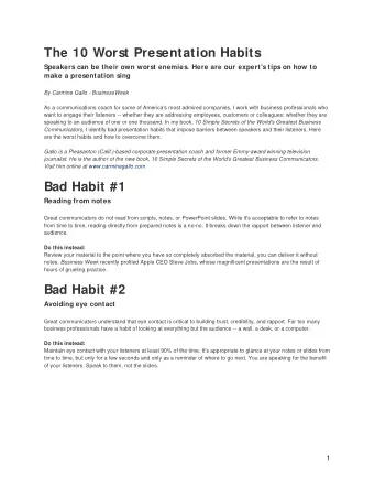 The 10 Worst Presentation Habits  Speakers can be their own worst enemies. Here are our expert's