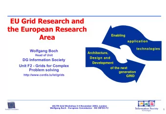 EU Grid Research and  the European Research  Area  Enabling  application  technologies  Wolfgang