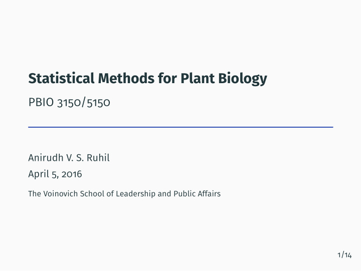 statistical methods for plant biology
