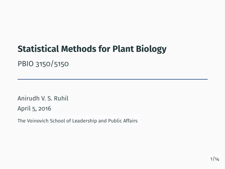 statistical methods for plant biology