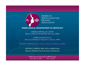PERSUASION &amp; NEGOTIATION IN ADVOCACY  PERSUASION &amp; NEGOTIATION IN ADVOCACY  ANGELA FOEHL,