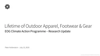 Lifetime of Outdoor Apparel, Footwear &amp; Gear  EOG Climate Action Programme  Research