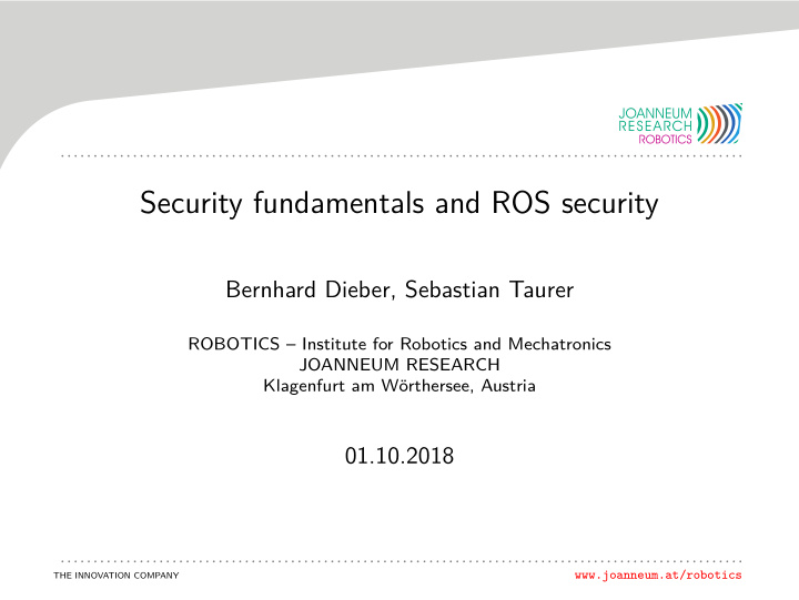 security fundamentals and ros security